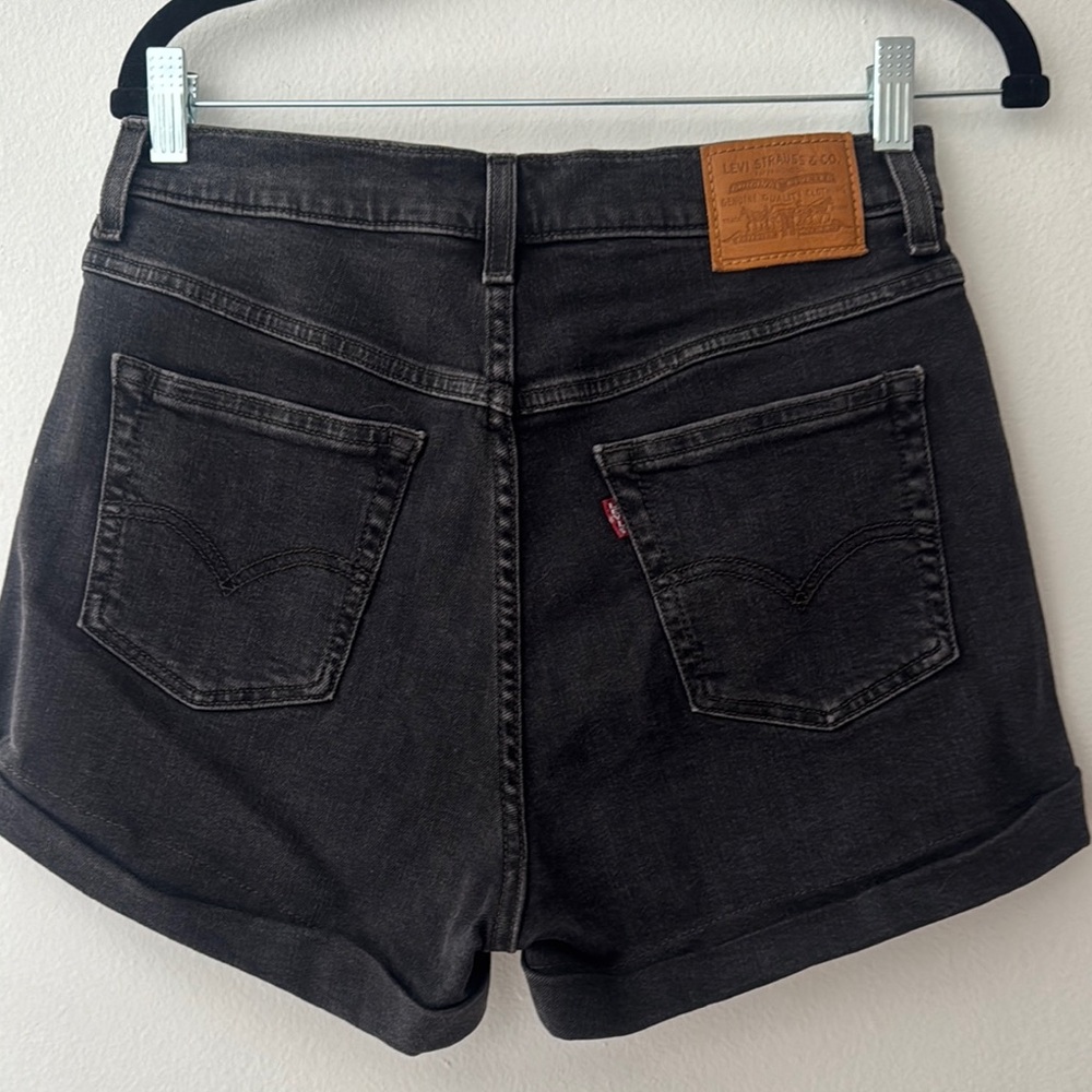 Levi's Black Jean Shorts High-Waisted Cuffed